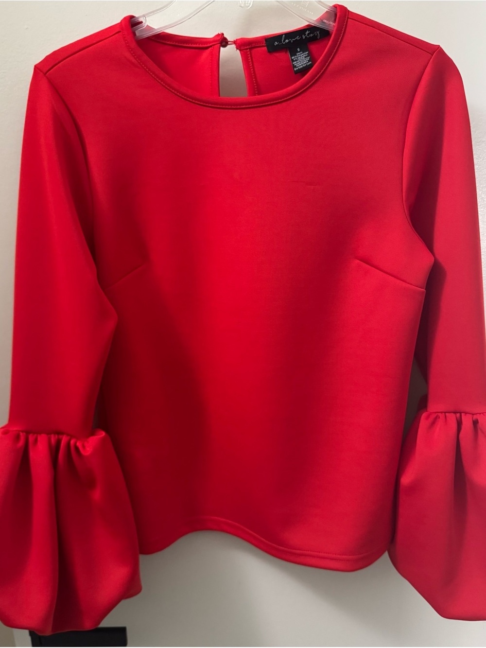 A.L.C. Style Red Ruffle-Cuff Long Sleeve Top